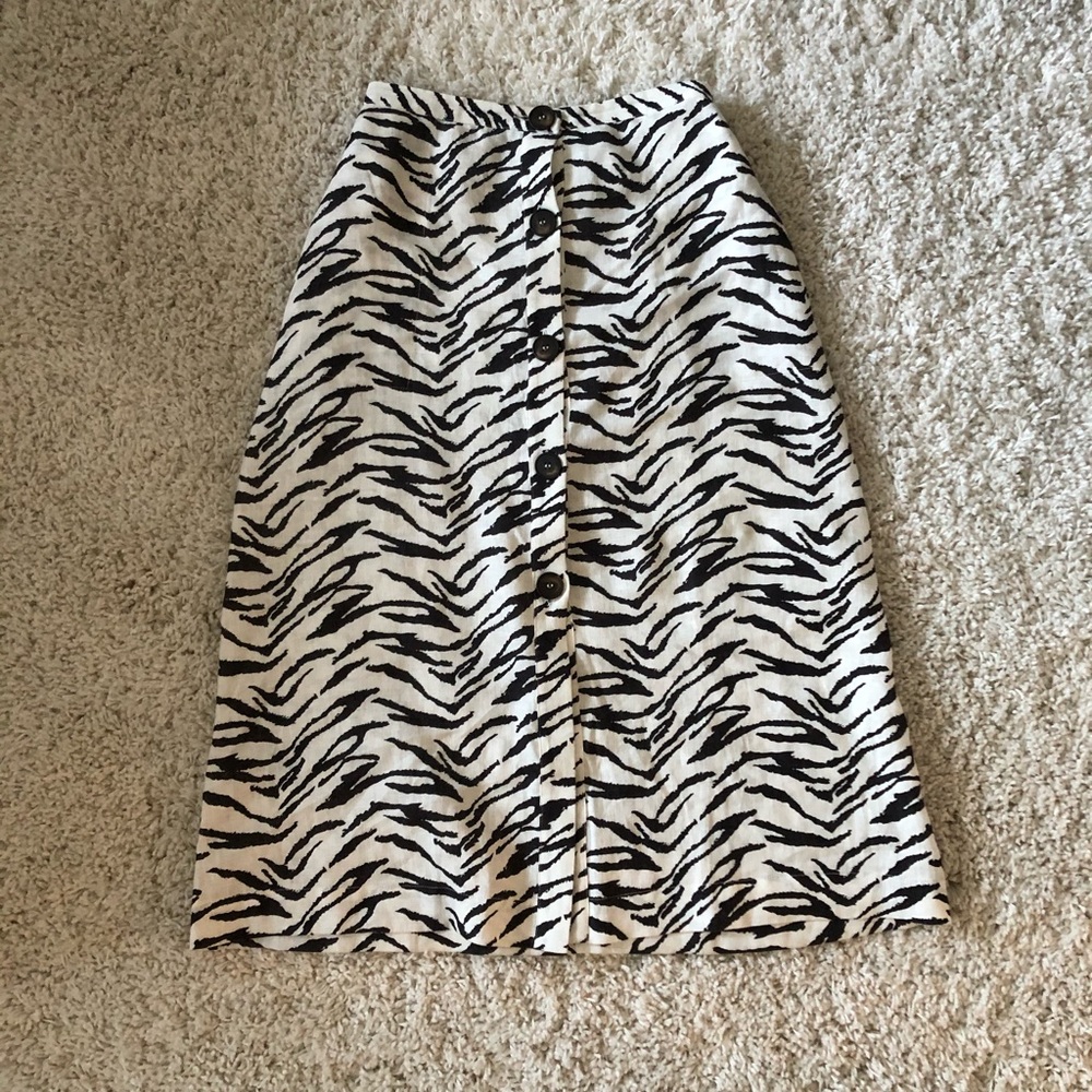 Reformation zebra linen skirt
